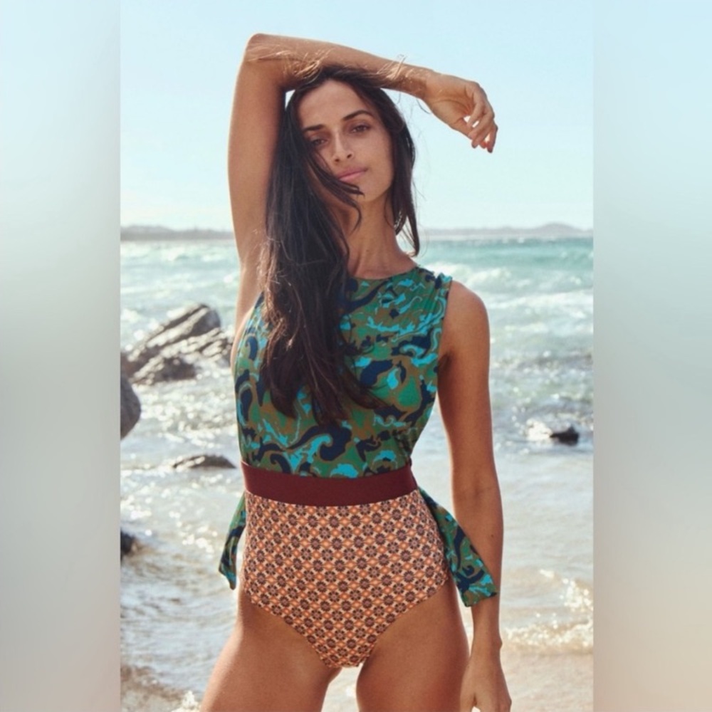 SWIM: Free People Green and Brown One Piece Swimsuit. NWOT❤️